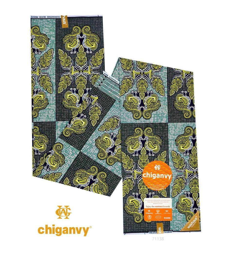 6 Yards African wax Block Prints Super, Chiganvy